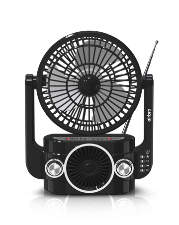 Airbro RXF-20 Rechargeable Fan & Speaker – AM/FM/SW Radio, 3-Speed Fan, Bluetooth, MP3, Type-C Charging