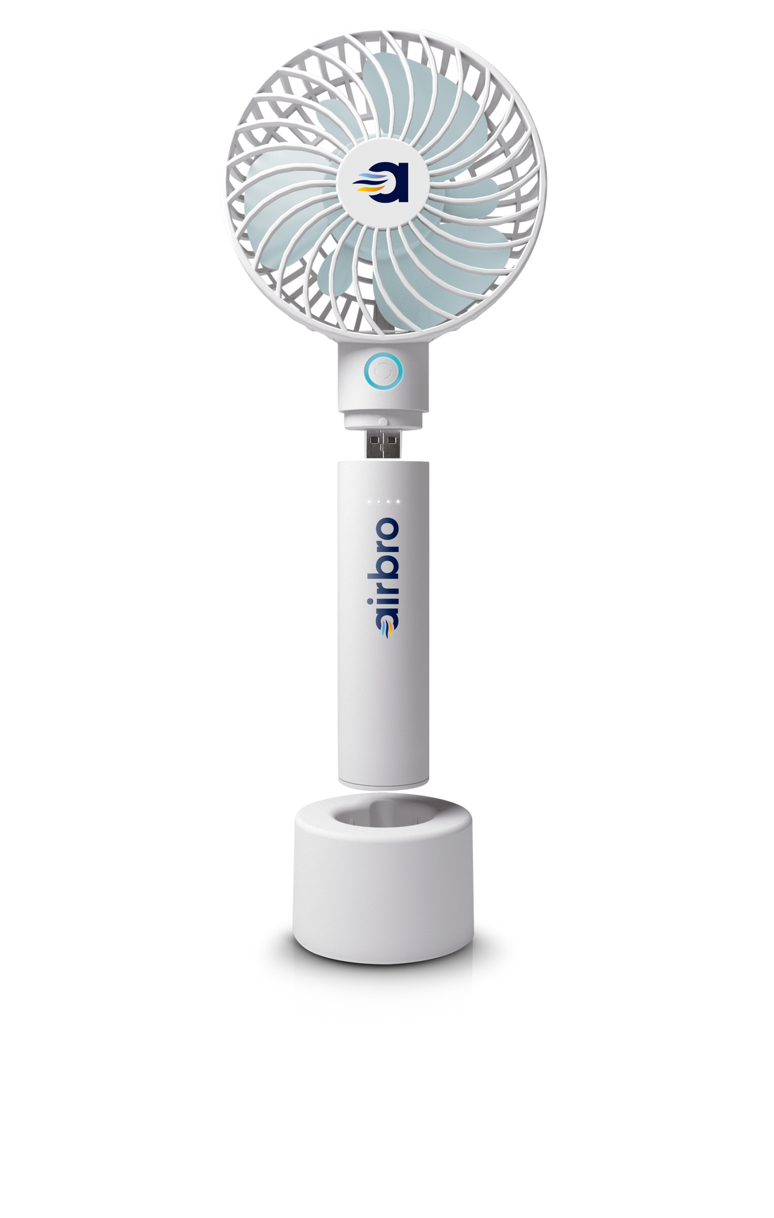 Airbro FHA-30 Mini Rechargeable Portable Fan – 5-Speed, Charging Dock, Detachable Power Bank
