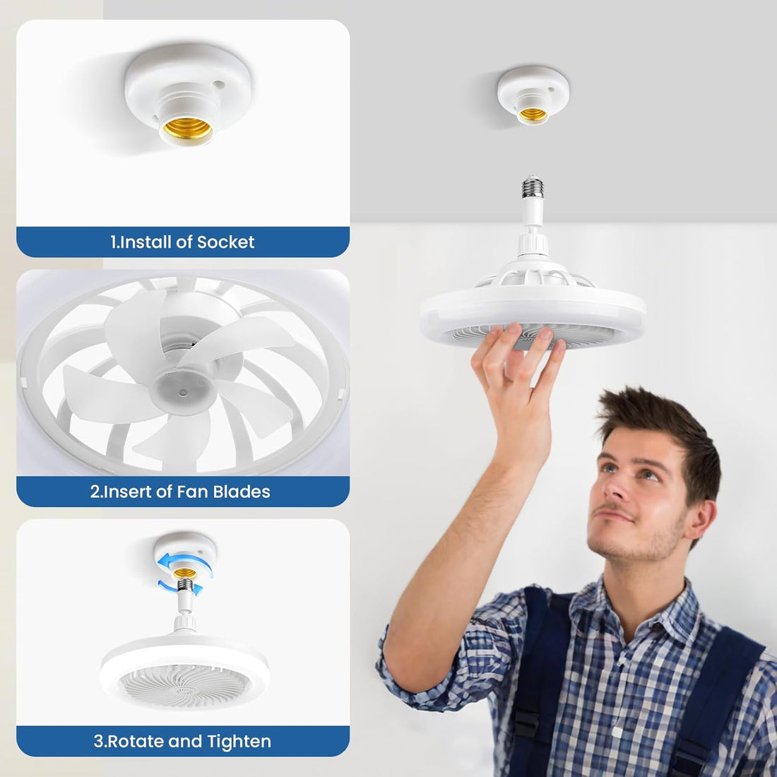 10" Socket Fan with Remote - Set of 2