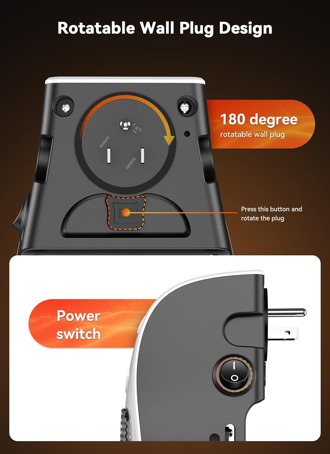 HP-350 Portable Mini Heater – LED Display, Timer (1–12H), Dual Fan Speeds, Adjustable Temperature, 350W Power